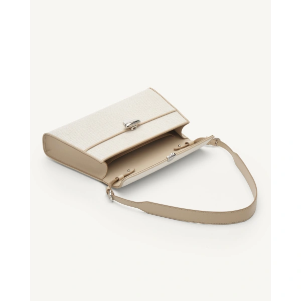 Savette Symmetry Shoulder Bag in Bone Canvas, view 3 | Shoulder & Crossbody Bags | Coveti