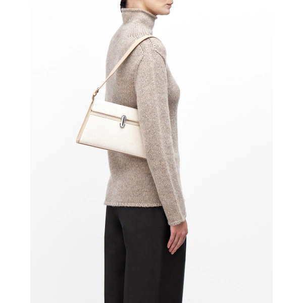 Savette Symmetry Shoulder Bag in Bone Canvas, view 4 | Shoulder & Crossbody Bags | Coveti