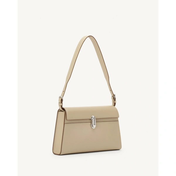 Savette Symmetry Shoulder Bag in Bone Smooth Leather, view 2 | Shoulder & Crossbody Bags | Coveti