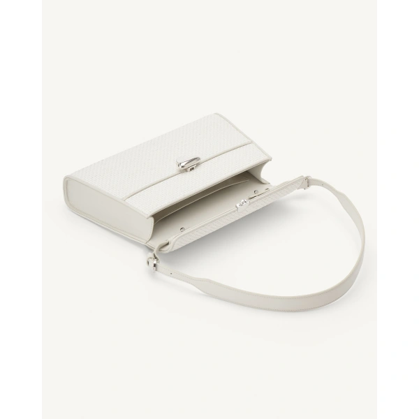 Savette Symmetry Shoulder Bag in Ivory Raffia, view 3 | Shoulder & Crossbody Bags | Coveti