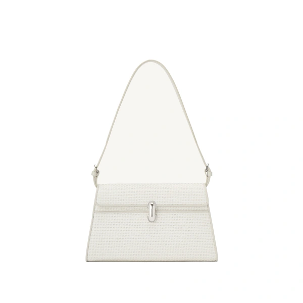 Savette Symmetry Shoulder Bag in Ivory Raffia | Shoulder & Crossbody Bags | Coveti