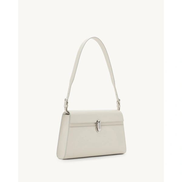 Savette Symmetry Shoulder Bag in Ivory Smooth Leather, view 2 | Shoulder & Crossbody Bags | Coveti