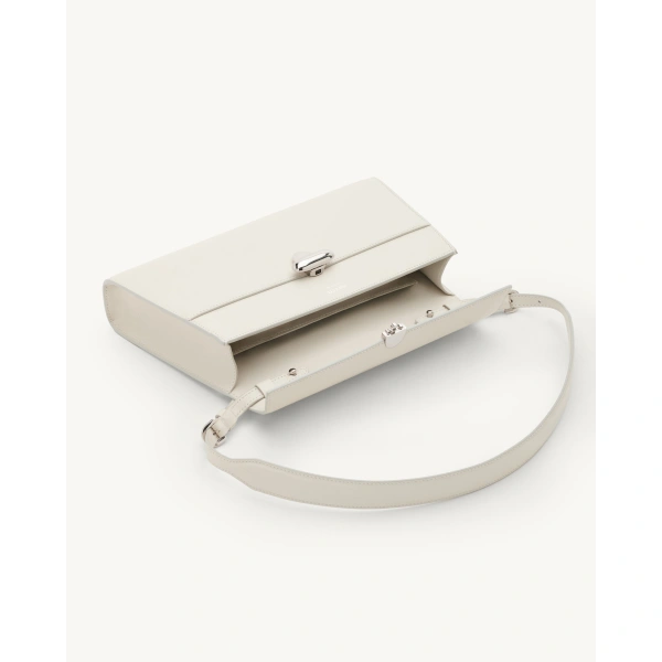Savette Symmetry Shoulder Bag in Ivory Smooth Leather, view 3 | Shoulder & Crossbody Bags | Coveti