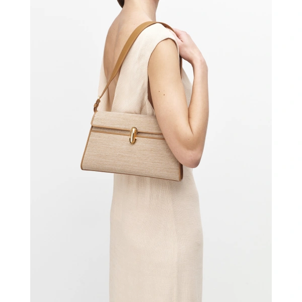 Savette Symmetry Shoulder Bag in Saddle Canvas, view 4 | Shoulder & Crossbody Bags | Coveti