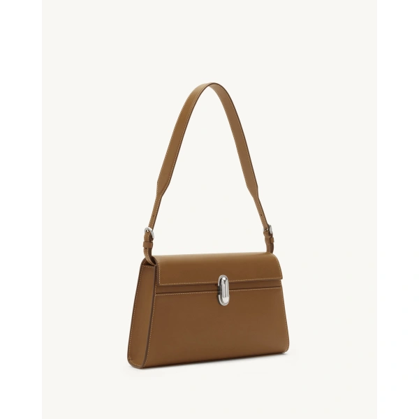 Savette Symmetry Shoulder Bag in Saddle Smooth Leather, view 2 | Shoulder & Crossbody Bags | Coveti