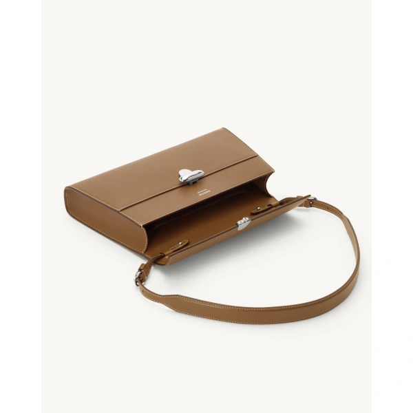 Savette Symmetry Shoulder Bag in Saddle Smooth Leather, view 3 | Shoulder & Crossbody Bags | Coveti
