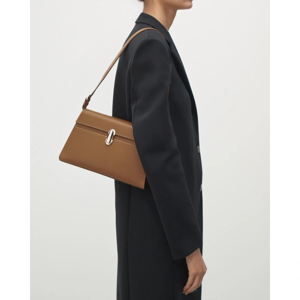 Savette Symmetry Shoulder Bag in Saddle Smooth Leather, view 4 | Shoulder & Crossbody Bags | Coveti