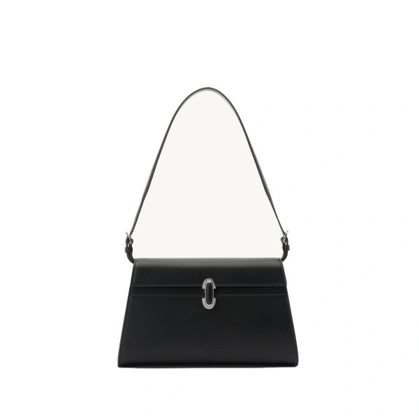 Savette Symmetry Shoulder Bag with Leather-Inset Lock in Black | Shoulder & Crossbody Bags | Coveti