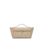 Savette Symmetry Trapeze Pochette in Bone Smooth Leather | Totes & Top-Handle Bags | Coveti