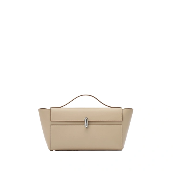 Symmetry Trapeze Pochette in Bone Smooth Leather