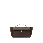 Savette Symmetry Trapeze Pochette in Coffee Mixed Leather | Totes & Top-Handle Bags | Coveti