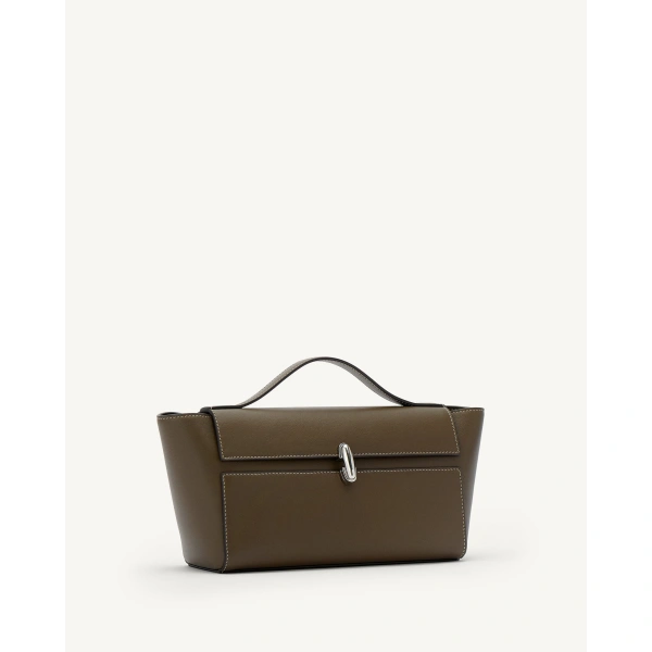 Savette Symmetry Trapeze Pochette in Mink Smooth Leather, view 2 | Totes & Top-Handle Bags | Coveti