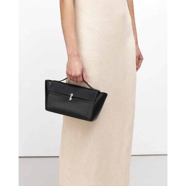 Savette Symmetry Trapeze Pochette in Mink Smooth Leather, view 4 | Totes & Top-Handle Bags | Coveti