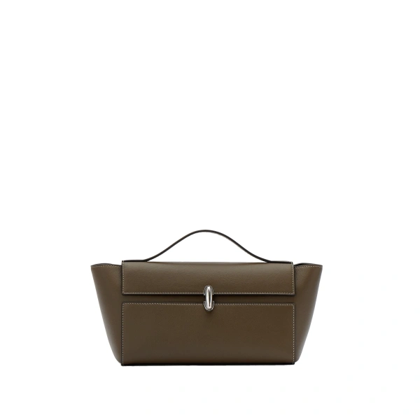 Savette Symmetry Trapeze Pochette in Mink Smooth Leather | Totes & Top-Handle Bags | Coveti