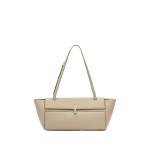 Savette Symmetry Trapeze Shoulder Bag in Bone Smooth Leather | Shoulder & Crossbody Bags | Coveti
