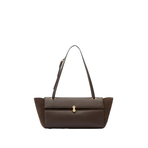 Savette Symmetry Trapeze Shoulder Bag in Coffee Mixed Leather | Shoulder & Crossbody Bags | Coveti