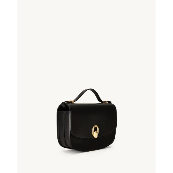 Savette Tondo 22 in Black Smooth Leather, view 2 | Shoulder & Crossbody Bags | Coveti