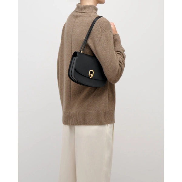 Savette Tondo 22 in Black Smooth Leather, view 5 | Shoulder & Crossbody Bags | Coveti