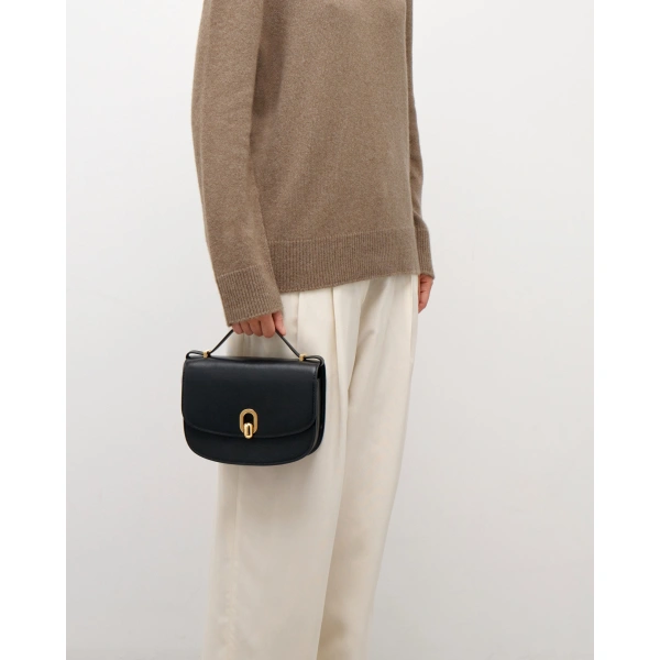 Savette Tondo 22 in Black Smooth Leather, view 6 | Shoulder & Crossbody Bags | Coveti