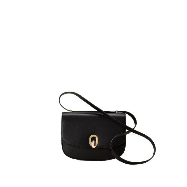 Savette Tondo 22 in Black Smooth Leather | Shoulder & Crossbody Bags | Coveti