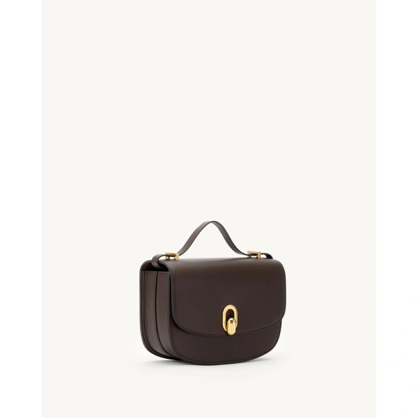 Savette Tondo 22 in Coffee Smooth Leather, view 2 | Shoulder & Crossbody Bags | Coveti