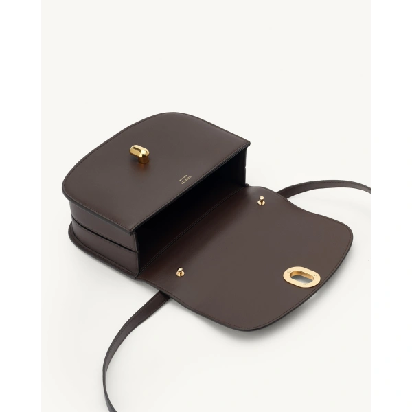 Savette Tondo 22 in Coffee Smooth Leather, view 3 | Shoulder & Crossbody Bags | Coveti