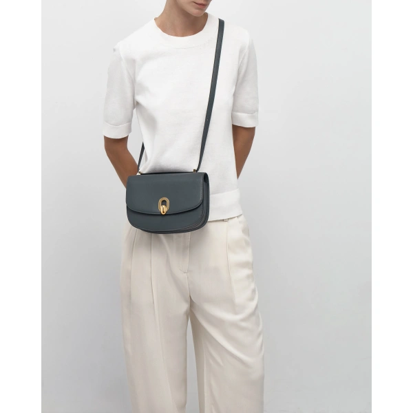 Savette Tondo 22 in Storm Smooth Leather, view 4 | Shoulder & Crossbody Bags | Coveti