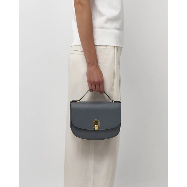 Savette Tondo 22 in Storm Smooth Leather, view 6 | Shoulder & Crossbody Bags | Coveti