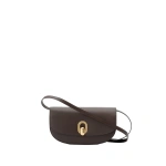Savette Tondo Crescent in Coffee Smooth Leather | Shoulder & Crossbody Bags | Coveti