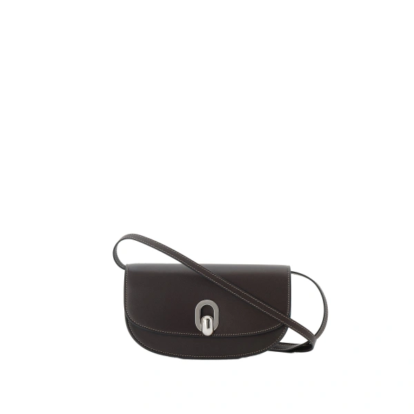 Savette Tondo Crescent in Currant Smooth Leather | Shoulder & Crossbody Bags | Coveti