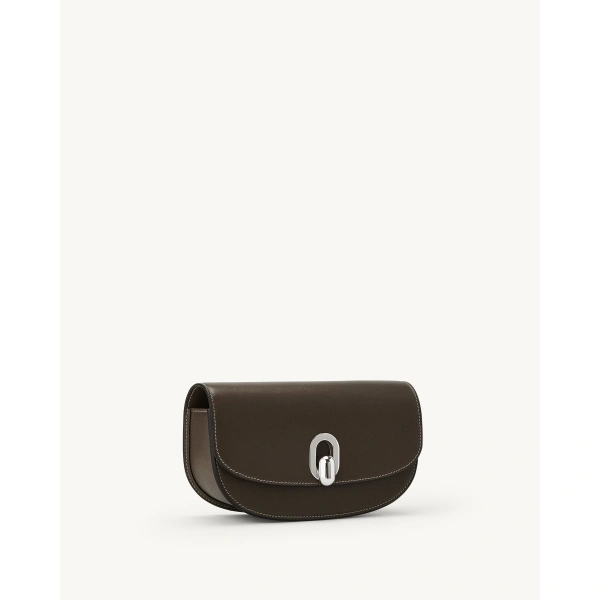 Savette Tondo Crescent in Mink Smooth Leather, view 2 | Shoulder & Crossbody Bags | Coveti
