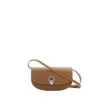 Savette Tondo Crescent in Saddle Smooth Leather | Shoulder & Crossbody Bags | Coveti