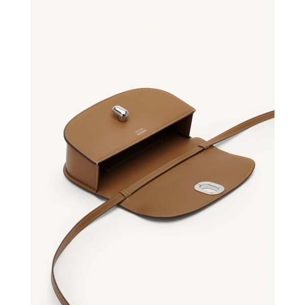 Savette Tondo Crescent in Saddle Smooth Leather, view 3 | Shoulder & Crossbody Bags | Coveti