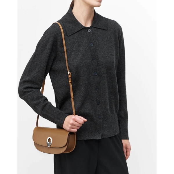 Savette Tondo Crescent in Saddle Smooth Leather, view 4 | Shoulder & Crossbody Bags | Coveti