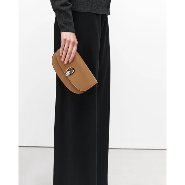 Savette Tondo Crescent in Saddle Smooth Leather, view 5 | Shoulder & Crossbody Bags | Coveti