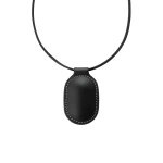 Savette Tondo Pendant Necklace in Black Smooth Leather | Pendant Necklaces | Coveti
