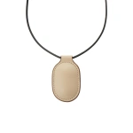 Savette Tondo Pendant Necklace in Bone Smooth Leather | Pendant Necklaces | Coveti