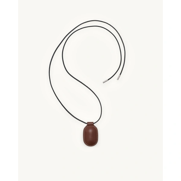 Savette Tondo Pendant Necklace in Espresso Smooth Leather, view 2 | Pendant Necklaces | Coveti