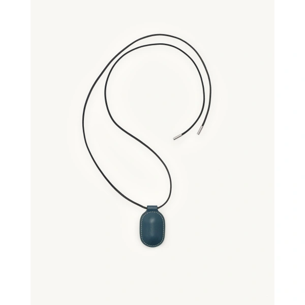 Savette Tondo Pendant Necklace in Ocean Smooth Leather, view 2 | Pendant Necklaces | Coveti