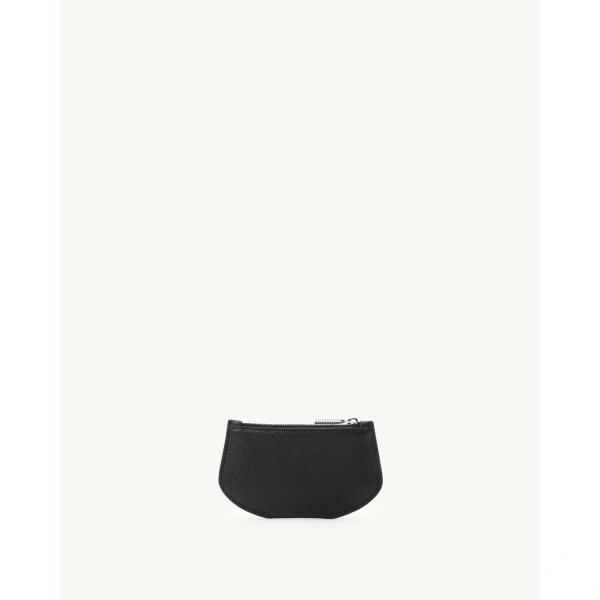 Savette Zip Card Case in Black Grained Leather, view 2 | Card Holders | Coveti