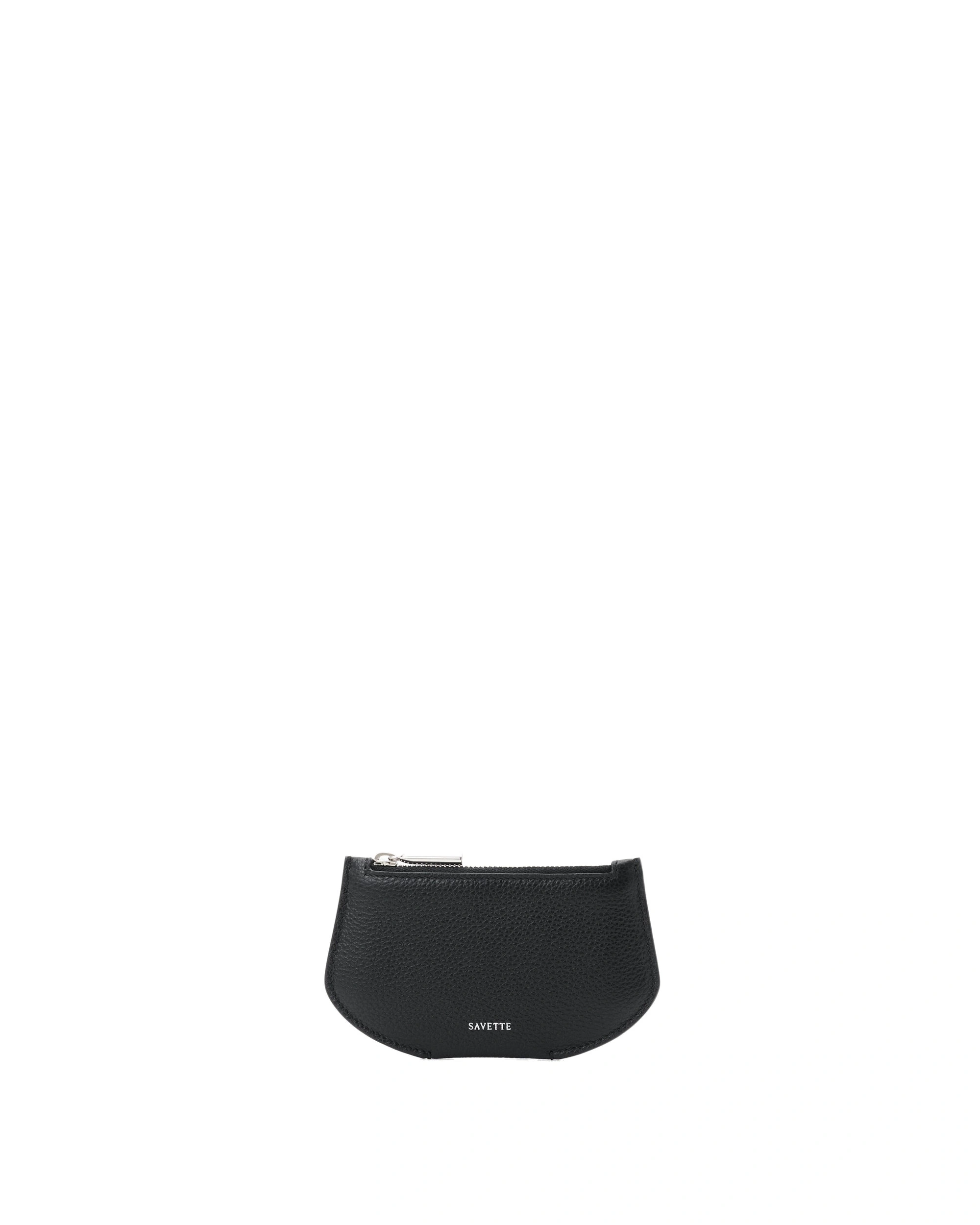Savette Zip Card Case in Black Grained Leather Savette Zip Card Case in Black Grained Leather | Card Holders | Coveti