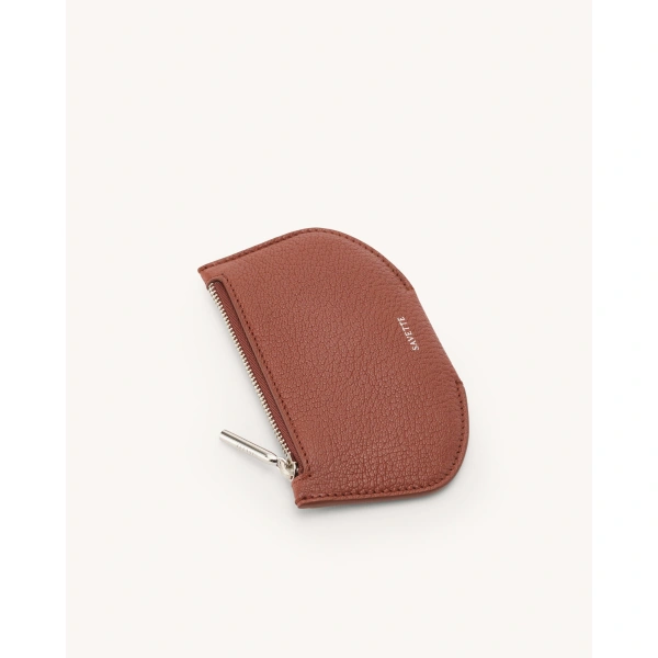 Savette Zip Card Case in Maple Chèvre Leather, view 3 | Card Holders | Coveti