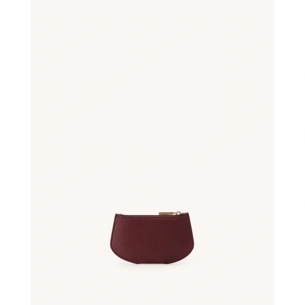 Savette Zip Card Case in Wine Chèvre Leather, view 2 | Card Holders | Coveti