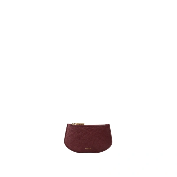 Zip Card Case in Wine Chèvre Leather