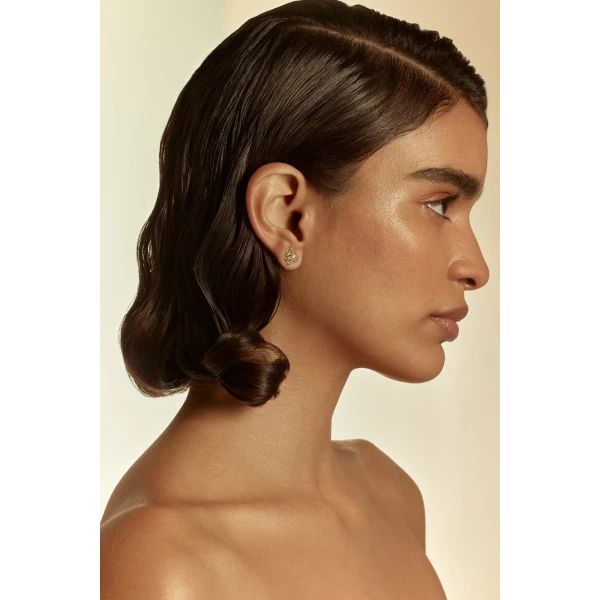 Scanlan Theodore Asymmetric Botanical Studs in Light Gold | Earrings | Coveti