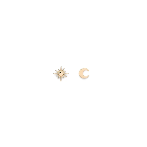 Scanlan Theodore Asymmetric Celestial Studs in Light Gold | Earrings | Coveti