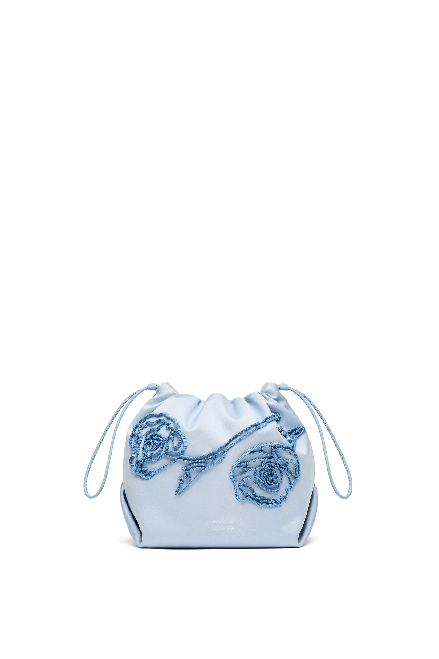 Scanlan Theodore Beaded Poppy Drawstring Bag in Blue Scanlan Theodore Beaded Poppy Drawstring Bag in Blue | Bucket Bags | Coveti