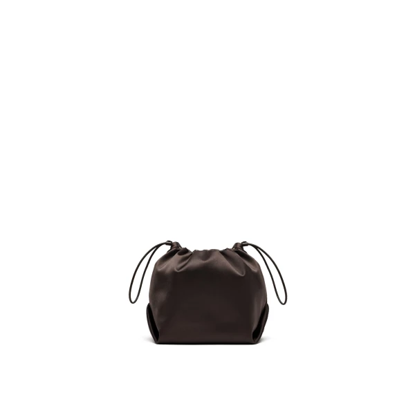 Scanlan Theodore Beaded Poppy Drawstring Bag in Chocolate Fuchsia | Bucket Bags | Coveti