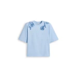 Scanlan Theodore Beaded Poppy Mercerised Tee in Blue | Tops | Coveti