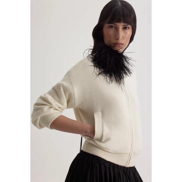 Scanlan Theodore Cashmere Wool Bomber in White | Jackets | Coveti